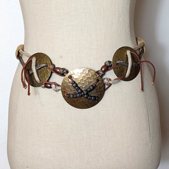 Statement Belt Boho Metal Round Woven Rope Dopamine Dressing Bead Wearable‎ Art main image 6
